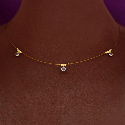 Tri Glossy Stone String Neckpiece