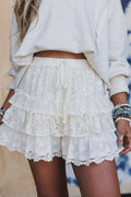 Antoinette Boho Ruffle Shorts - Cream