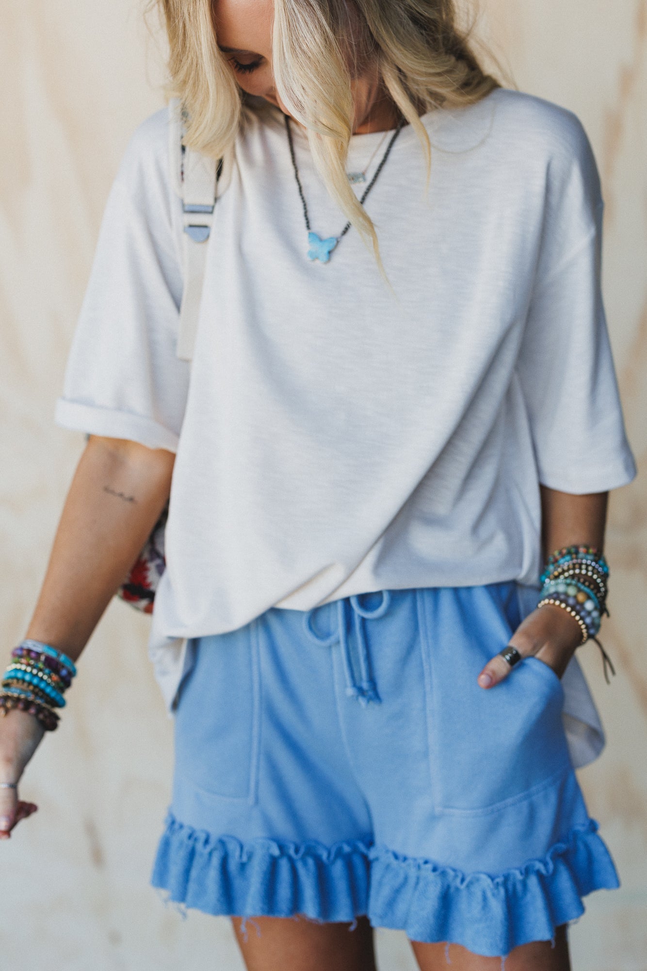 The Nest Beachline Textured Shorts - Blue